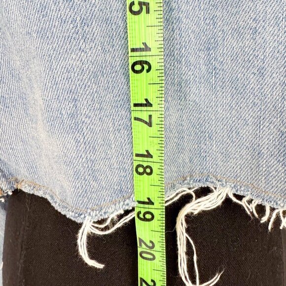 CROPPED FREYED TOP SHOP VINTAGE STYLE DENIM JACKET OVERSIZED US 8 - Picture 6 of 8